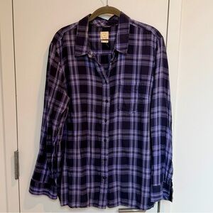 Gap Vintage Lightweight Slim Fit Cotton Flannel-Style Button Down Shirt XXL
